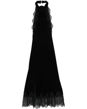 Nissa Floral-Appliqué Midi Dress - Black