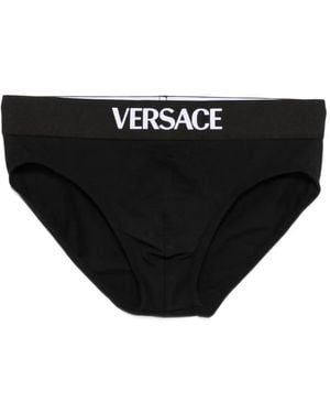 Versace Logo-Band Briefs - Black