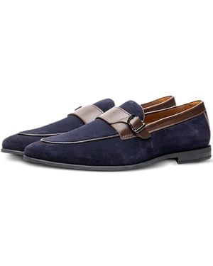 Poche Paris Decorative Buckle-Strap Loafers - Blue