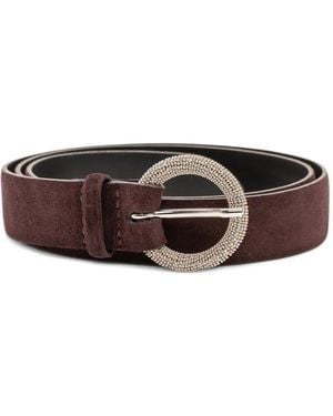 Orciani Peach Embellished-Buckle Belt - Brown