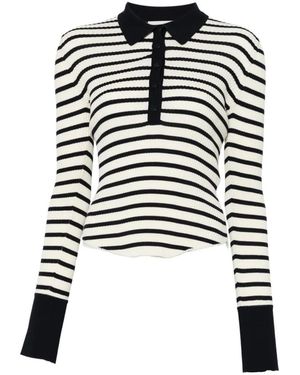 Semicouture Striped Collared Polo Shirt - Black