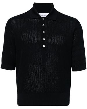 Thom Browne テクスチャードステッチ ポロシャツ - ブラック