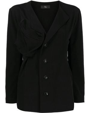 Y's Yohji Yamamoto Ruched-Detail Jacket - Black