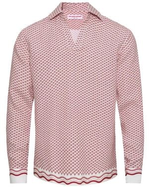 Orlebar Brown Ridley Geometric-Print Linen Shirt - Pink