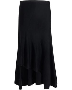 KHAITE Miranda Asymmetric-hem Midi Skirt - ブラック