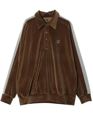 Needles Side-Stripe Polo Shirt - Brown