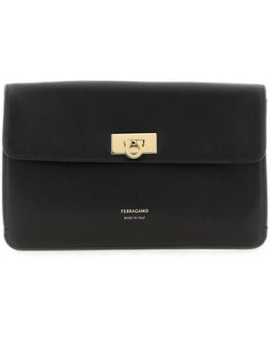 Ferragamo Flat Gancini Minibag - Black