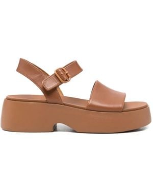 Camper Tasha Buckle-Fastening Platform Sandals - Brown