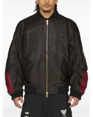 adidas X Willy Chavarria Leather Bomber Jacket - Black