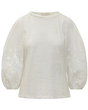Zimmermann レーストリム Tシャツ - ホワイト