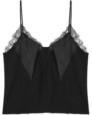 Versace Lace-Trimmed Satin Camisole - Black