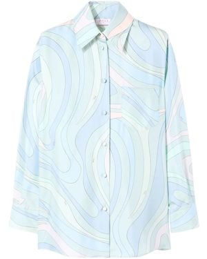 Emilio Pucci グラフィック シルクシャツ - ブルー