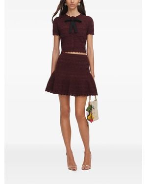 Self-Portrait Scalloped-Hem Flared Mini Skirt