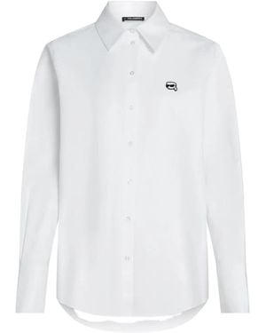 KARL LAGERFELD Ikon Buttoned Cotton Shirt - White