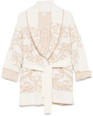 Eleventy Vest Met Sjaalkraag En Patroon - Wit