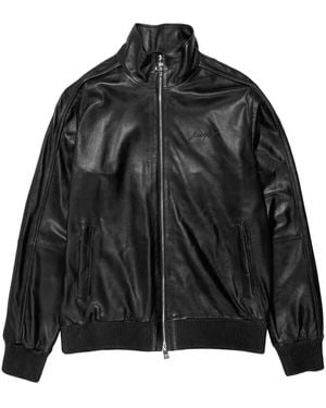 Purple Brand Zipped Leather Jacket - Black