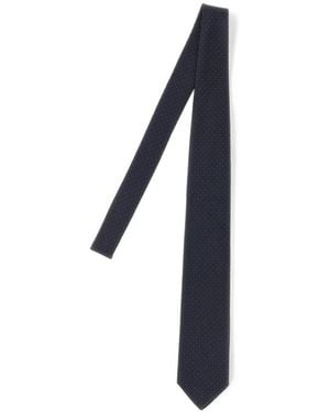 Brioni Polka-Dot Herringbone Tie - Blue
