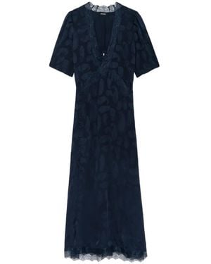 Zadig & Voltaire Lace-Trim Redox Midi Dress - Blue