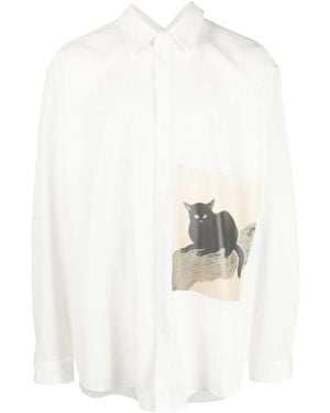 Yuiki Shimoji Hemdjacke Mit Katzen-Print - Weiß