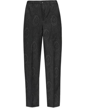 Etro Paisley-Print Pleated Trousers - Black