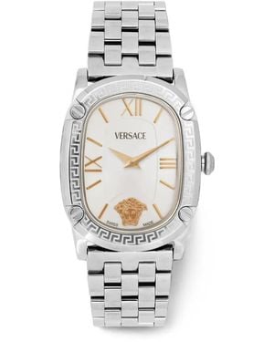 Versace Greca-Patterned-Bezel 35Mm Watch - White