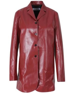 Jil Sander Leather Deconstructed Jacket - Red