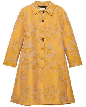Maliparmi Floral-Brocade Coat - Yellow