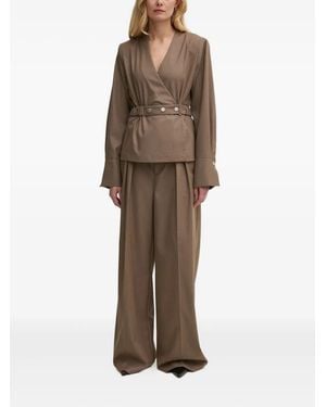 Gestuz Wrap-Effect Belted Top - Natural