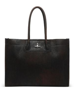Vivienne Westwood Troy Logo-Plaque Tote Bag - Black