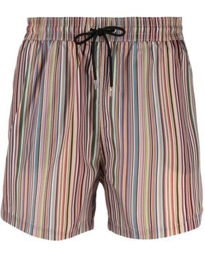 Paul Smith Gestreepte Zwembroek - Rood