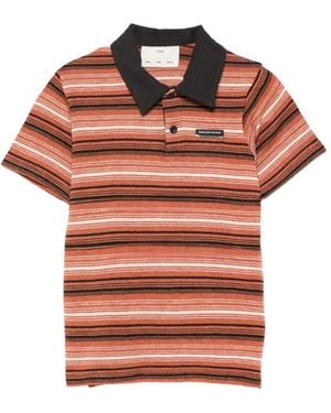 Song For The Mute Striped-Knit Polo Shirt - Orange