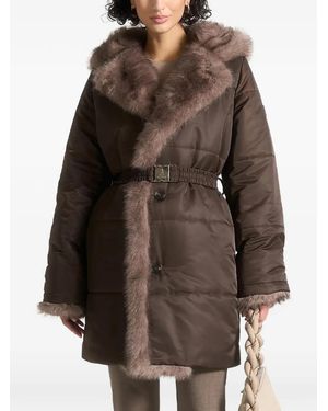 Manière De Voir Alima Belted Faux-Fur Coat - Brown