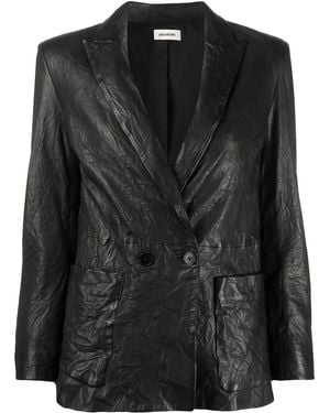 Zadig & Voltaire Visco Crinkled Leather Jacket - Black