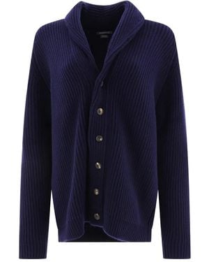 Begg x Co Ribbed Shawl-Collar Cardigan - Blue