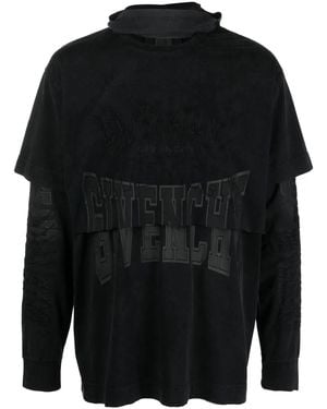 Givenchy Logo-Embroidered Long-Sleeve T-Shirt - Blue