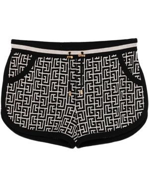 Balmain Shorts mit Logo-Stickerei - Schwarz