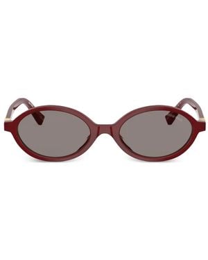 Miu Miu Regard Oval-Frame Sunglasses - Red