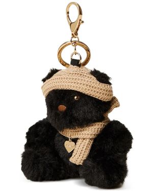 Twinset Faux-Fur Bear Key Ring - Black