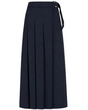 P.A.R.O.S.H. Pleated Buckled Midi Skirt - Blue