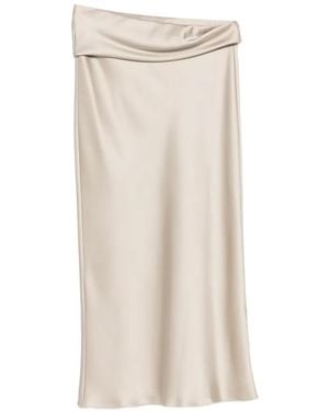Patrizia Pepe Satin-Finish Draped-Waist Midi Skirt - White