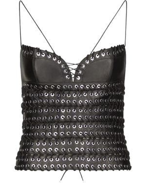 Ludovic de Saint Sernin Lee Leather Top - Black