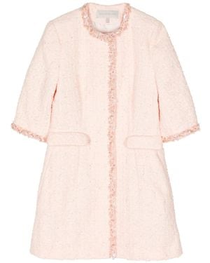 Shiatzy Chen Beaded-Trim Tweed Coat - Pink