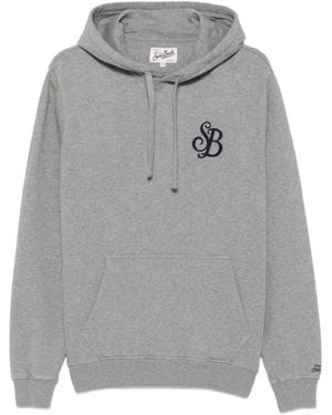 MC2 Saint Barth Tribeca Logo-Embroidered Drawstring Hoodie - Gray