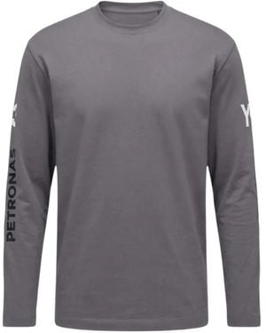 Y-3 X Mercedes Chaos Long-Sleeve Graphic-Print T-Shirt - Grey