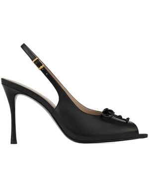 POTAMY Bow-Detail Peep-Toe Court Shoes - Black