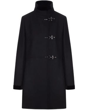 Fay Toggle-Fastening High-Neck Coat - Black