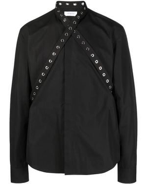 Off-White c/o Virgil Abloh Eyelet-Strap Silk Shirt - Black