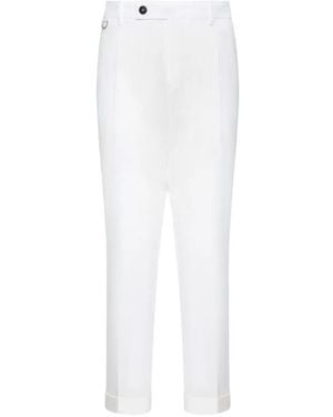Low Brand D-Ring Pleated Trousers - White