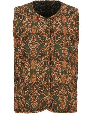 FARM Rio Quilted Patterned Gilet - Brown