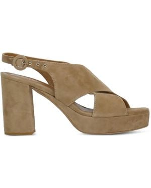 Julie Dee Suede Heeled Sandals - Metallic